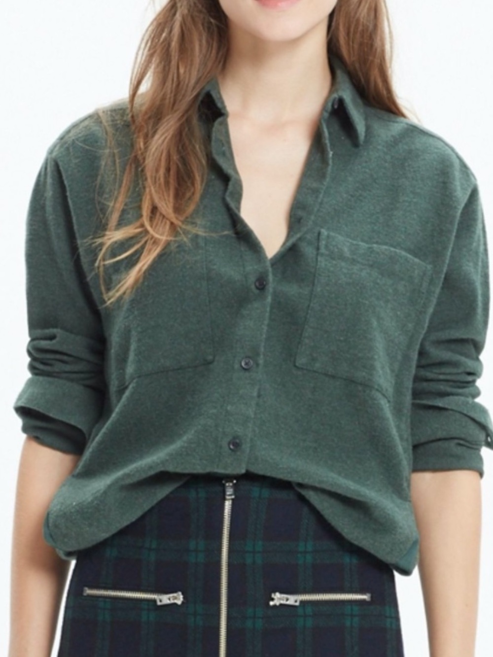 Madewell Flannel Sunday Shirt Hunter Green Cottagecore Cabincore Medium